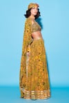 Buy_Esha L Amin_Yellow Viscose Crepe Embroidered Pinwheel Abstract Pattern Lehenga  _Online_at_Aza_Fashions