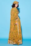 Shop_Esha L Amin_Yellow Viscose Crepe Open Pinwheel Abstract Pattern Cape _at_Aza_Fashions