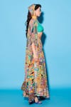 Shop_Esha L Amin_Multi Color Viscose Crepe Embroidered Lace Flared Lehenga _at_Aza_Fashions