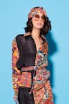 Esha L Amin_Multi Color Viscose Crepe Collared Collage Blocked Shirt Dress _Online_at_Aza_Fashions