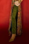 Buy_Esha L Amin_Green Viscose Crepe Straight Pant _Online_at_Aza_Fashions