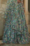 Shop_Esha L Amin_Green Net Embroidered Sequin Plunge V Lehenga Set _Online_at_Aza_Fashions