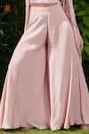 Buy_Esha L Amin_Pink Georgette Embellished Flower Threadwork Side Flared Pant Set _Online_at_Aza_Fashions