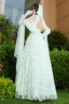 Shop_Esha L Amin_Green Net Embellished Sequin V-neck Floral Lehenga Set _at_Aza_Fashions