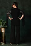 Shop_Nidhi Kejriwal_Black Crepe, Georgette Sequins Round Neck Hand Embroidered Corset And Palazzo Set _at_Aza_Fashions
