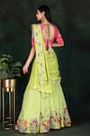 Nidhi Kejriwal_Green Silk Hand Embroidered Floral Round Lehenga Saree With Blouse _at_Aza_Fashions