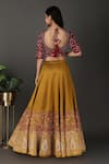 Shop Nidhi Kejriwal Gold Silk, Tissue Embroidery, Diamonds Split V-neck Hand Blouse Lehenga Set at Aza Fashions Shop_Nidhi Kejriwal_Gold Silk, Tissue Embroidery, Diamonds Split V-neck Hand Blouse Lehenga Set _at_Aza_Fashions