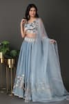 Shop Nidhi Kejriwal Blue Crepe, Organza Beads, Embroidery Asymmetric Blouse Lehenga Set Online at Aza Fashions Shop_Nidhi Kejriwal_Blue Crepe, Organza Beads, Embroidery Asymmetric Blouse Lehenga Set _Online_at_Aza_Fashions
