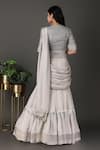 Shop_Nidhi Kejriwal_Grey Silk, Organza, Georgette Pre-draped Lehenga Saree With Peplum Blouse _at_Aza_Fashions