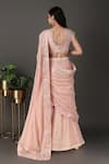 Shop_Nidhi Kejriwal_Pink Georgette Embroidered Floral V Cutwork Pre-draped Lehenga Saree With Blouse _at_Aza_Fashions