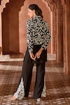 Aariyana Couture_Black Bemberg Silk Embroidered Floral Jaal Kurta Scoop Jacket And Set _Online_at_Aza_Fashions