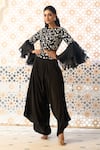 Shop_Aariyana Couture_Black Jacket Top Bemberg Silk Embroidered Floral Jaal Zero Neck And Pant Set _at_Aza_Fashions