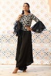 Buy_Aariyana Couture_Black Jacket Top Bemberg Silk Embroidered Floral Jaal Zero And Pant Set _Online