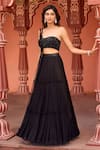 Shop_Aariyana Couture_Black Lehenga And Blouse Viscose Georgette Draped & Tiered Skirt Set _at_Aza_Fashions