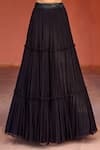 Buy_Aariyana Couture_Black Lehenga And Blouse Viscose Georgette Draped & Tiered Skirt Set 