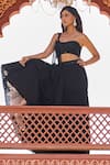 Shop_Aariyana Couture_Black Lehenga And Blouse Viscose Georgette Draped & Tiered Skirt Set 