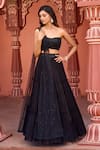 Aariyana Couture_Black Lehenga And Blouse Viscose Georgette Embroidered Draped & Tiered Skirt Set _Online