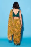 Shop_Esha L Amin_Yellow Viscose Crepe Print Pinwheel Pre-draped Saree _at_Aza_Fashions