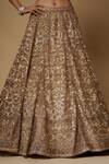 Maisolos_Beige Net Cut Work, Sequins, Beads Phool Bahar Embroidered Bridal Lehenga Set_Online_at_Aza_Fashions