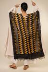 Shop_Aeshaane_Black Tussar V-neck Chevron Pattern Kaftan _at_Aza_Fashions