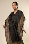 Aeshaane Black Tussar Embroidery Boat Neck Geometric Pattern Hem Kaftan Online at Aza Fashions Aeshaane_Black Tussar Embroidery Boat Neck Geometric Pattern Hem Kaftan _Online_at_Aza_Fashions