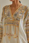 Buy_KORA_Yellow Kaftan Cotton Chanderi Embroidered Silk Patchwork And Pant Set  