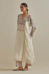 Buy_KORA_Pink Kaftan Cotton Chanderi Embroidered Silk Patchwork And Pant Set  _Online_at_Aza_Fashions