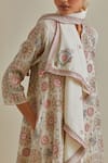 Buy_KORA_Pink Cotton Embroidered Silk Thread Kurta Patchwork A-line Pant Set  