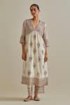 Buy_KORA_Pink Kurta And Dupatta Cotton Chanderi Embroidered Silk Patchwork Set _Online_at_Aza_Fashions