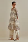 Shop_KORA_Pink Kurta And Dupatta Cotton Mirror Patchwork A-line Pant Set  _Online_at_Aza_Fashions