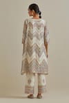 Shop_KORA_Pink Kurta And Dupatta Cotton Mirror Patchwork A-line Pant Set  _at_Aza_Fashions