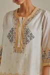 Shop_KORA_Yellow Top Cotton Chanderi Embroidered Patchwork Short And Pant Set _Online_at_Aza_Fashions