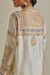 Buy_KORA_Yellow Shirt Cotton Chanderi Embroidered Silk Patchwork And Pant Set _Online_at_Aza_Fashions