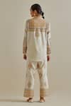 Shop_KORA_Yellow Shirt Cotton Chanderi Embroidered Silk Patchwork And Pant Set _at_Aza_Fashions