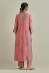 Shop_KORA_Pink Kurta And Dupatta Cotton Chanderi Sequins Work Straight Set _at_Aza_Fashions