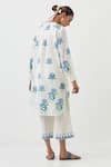 Shop_Upavita_Off White Cotton Print Floral Mandarin Collar Blossom Kurta With Pant _at_Aza_Fashions