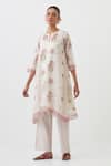 Buy_Upavita_Off White Kurta And Dupatta Cotton Chanderi Hand Block Print A-line Pant Set _Online_at_Aza_Fashions