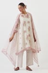 Buy_Upavita_Off White Kurta And Dupatta Cotton Chanderi Hand Block Print A-line Pant Set 