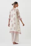 Shop_Upavita_Off White Kurta And Dupatta Cotton Chanderi Hand Block Print A-line Pant Set _at_Aza_Fashions