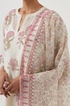 Upavita_Off White Kurta And Dupatta Cotton Chanderi Hand Block Print Blossom Pant Set _at_Aza_Fashions