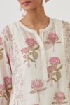 Buy_Upavita_Off White Kurta And Dupatta Cotton Chanderi Hand Block Print Floret Pant Set _Online_at_Aza_Fashions