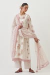 Buy_Upavita_Off White Kurta And Dupatta Cotton Chanderi Hand Block Print Floret Pant Set 