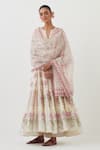 Buy_Upavita_Off White Anarkali And Dupatta Cotton Chanderi Hand Block Print Floral Pant Set 