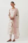 Buy_Upavita_Off White Anarkali And Dupatta Cotton Chanderi Hand Block Print Bloom Pant Set _at_Aza_Fashions