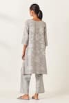 Shop_KORA_Blue Kurta And Pant Silk Embroidered Aari Notched Work Set _at_Aza_Fashions