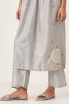 Shop_KORA_Blue Kurta And Pant Silk Embroidered Aari Applique Stripe Anarkali Set _Online_at_Aza_Fashions