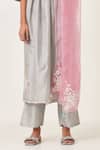 Buy_KORA_Blue Kurta And Pant Silk Embroidered Aari Applique Stripe Anarkali Set 