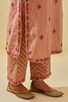 Buy_KORA_Pink Dupatta Silk Organza Blossom Applique Embellished Kurta Pant Set  _Online_at_Aza_Fashions