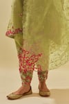 Shop_KORA_Green Dupatta Silk Floral Applique Embellished Kalidar Salwar Set  _Online_at_Aza_Fashions