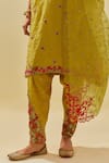 Shop_KORA_Yellow Dupatta Silk Applique Embellished Panelled Kalidar Salwar Set  _Online_at_Aza_Fashions